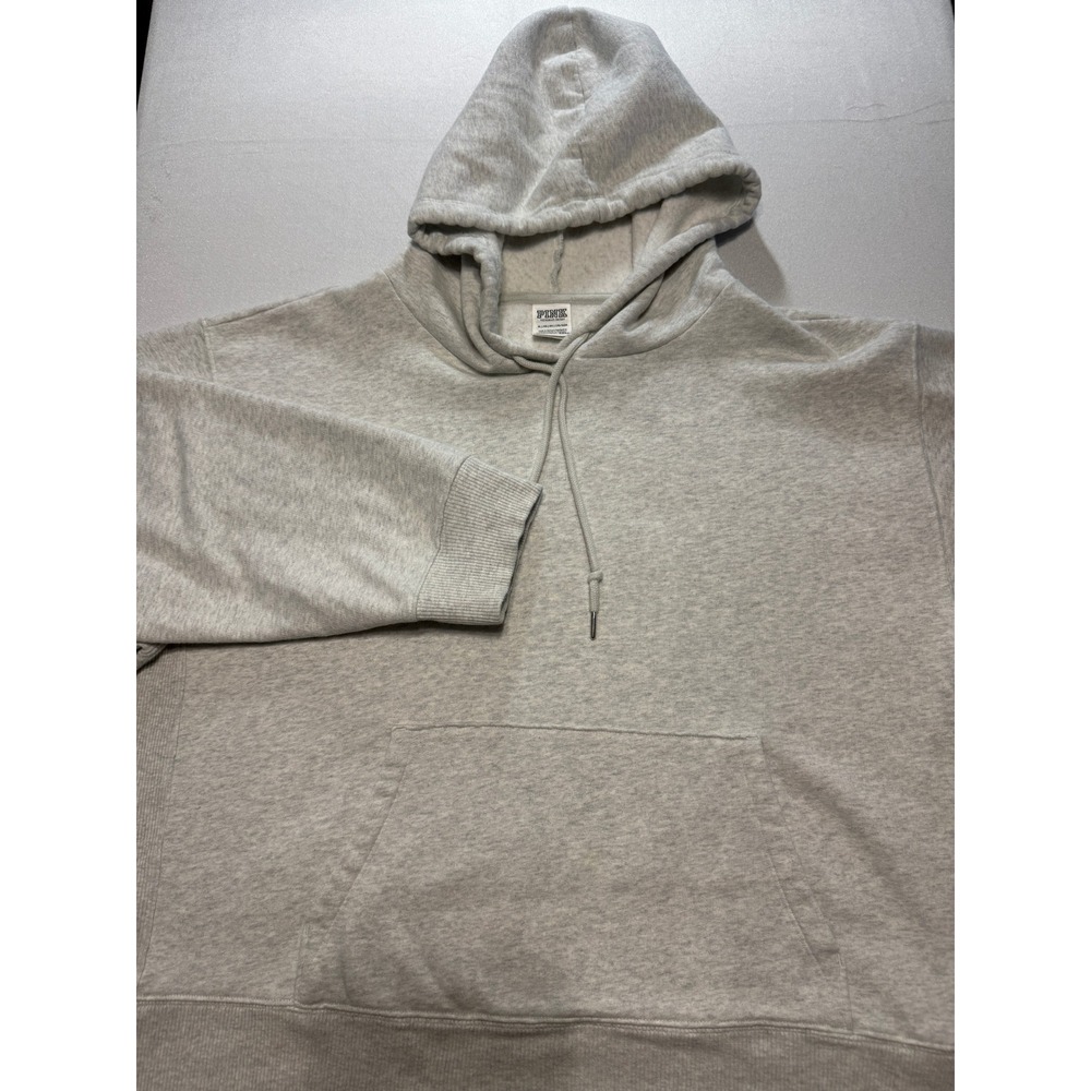 PINK Victoria's Secret Women XL Gray Fleece Pullover Hoodie Kangaroo Pocket